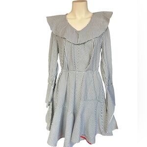 French Connection Black and White Striped Long Sleeve Dress. New with tag